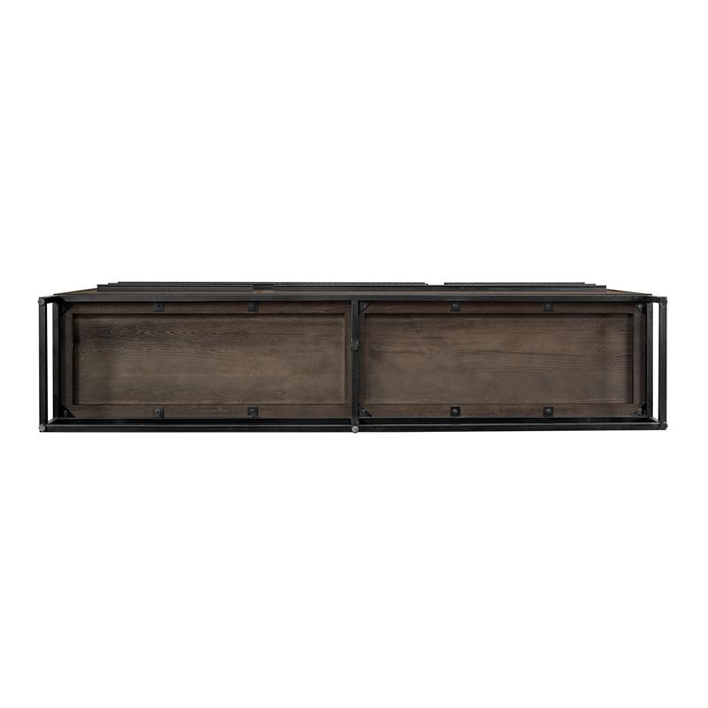 Maklaine Modern / Contemporary Rustic Oak Wood Sideboard In Dark Brown