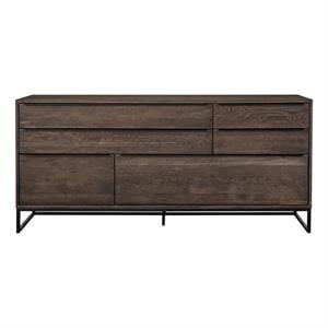 Maklaine Modern / Contemporary Rustic Oak Wood Sideboard In Dark Brown