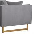 Maklaine Modern Velvet/Metal/Wood Sofa in Gray/Antique Brass