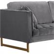 Maklaine Modern Velvet/Metal/Wood Sofa in Gray/Antique Brass
