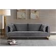 Maklaine Modern Velvet/Metal/Wood Sofa in Gray/Antique Brass