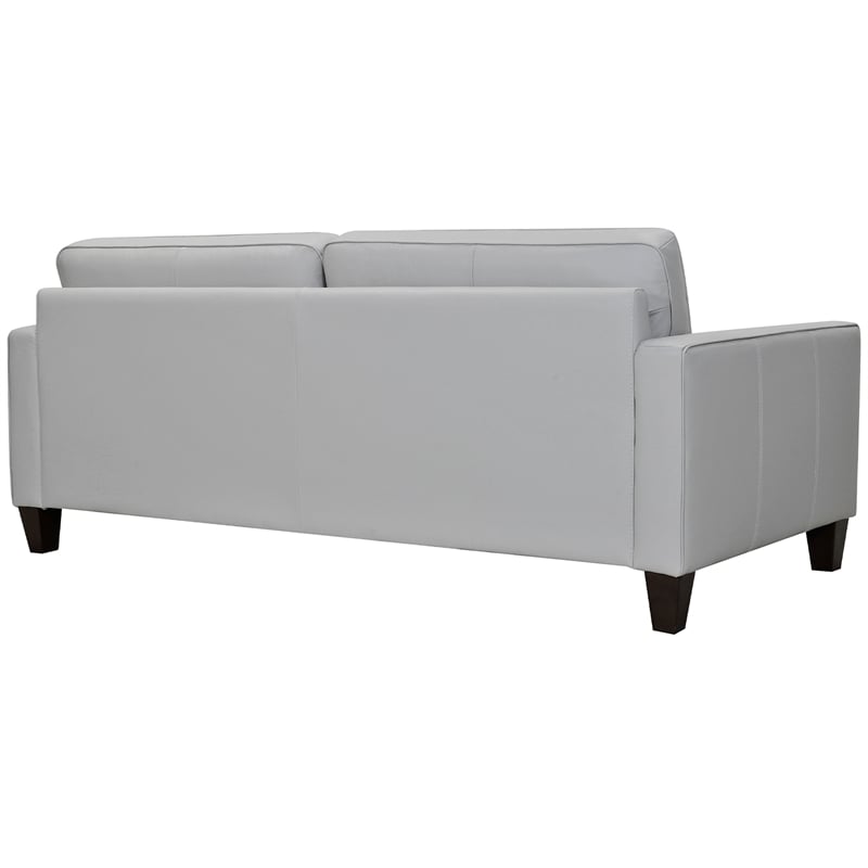 Maklaine Contemporary Leather Footrest Tuxedo Arm Sofa in Gray