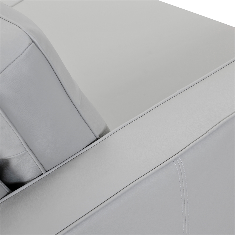 Maklaine Contemporary Leather Footrest Tuxedo Arm Sofa in Gray