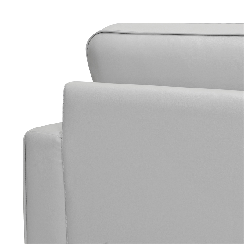 Maklaine Contemporary Leather Footrest Tuxedo Arm Sofa in Gray