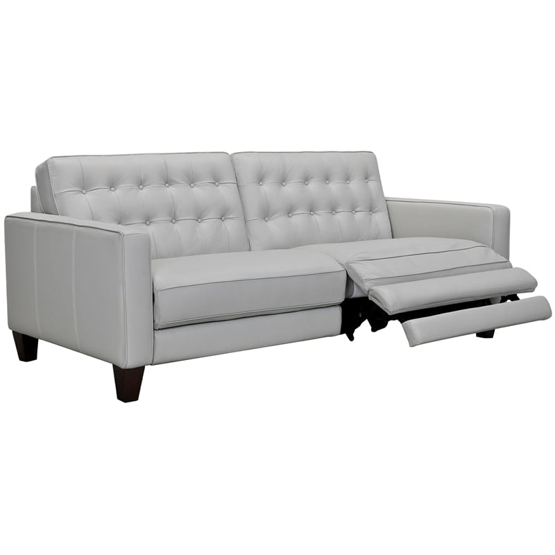 Maklaine Contemporary Leather Footrest Tuxedo Arm Sofa in Gray