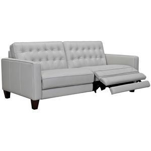 Maklaine Contemporary Leather Footrest Tuxedo Arm Sofa in Gray
