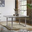 Maklaine Modern Wood Dining Table w/ Stainless Steel Frame in Cement Gray/Silver