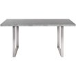 Maklaine Modern Wood Dining Table w/ Stainless Steel Frame in Cement Gray/Silver