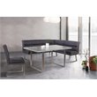 Maklaine Modern Wood Dining Table w/ Stainless Steel Frame in Cement Gray/Silver