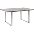 Maklaine Modern Wood Dining Table w/ Stainless Steel Frame in Cement Gray/Silver