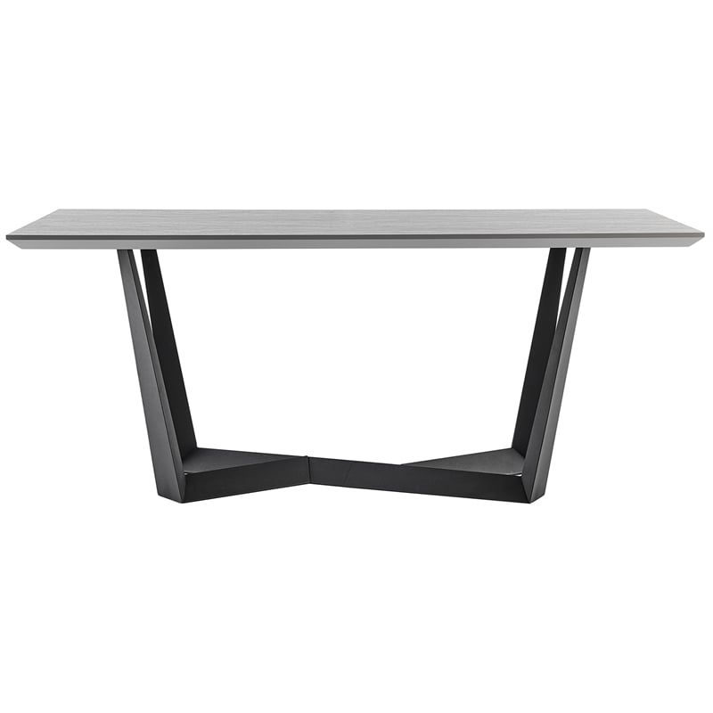 Maklaine Rectangular Modern Metal Dining Table in Black/Gray