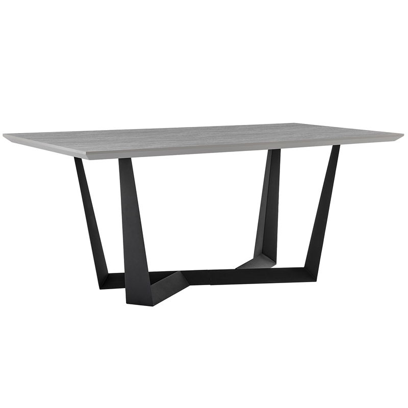 Maklaine Rectangular Modern Metal Dining Table in Black/Gray
