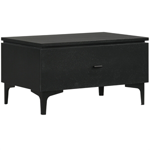 Maklaine 1-Drawer Modern Wood/Metal Nightstand with Tapered Legs in Black
