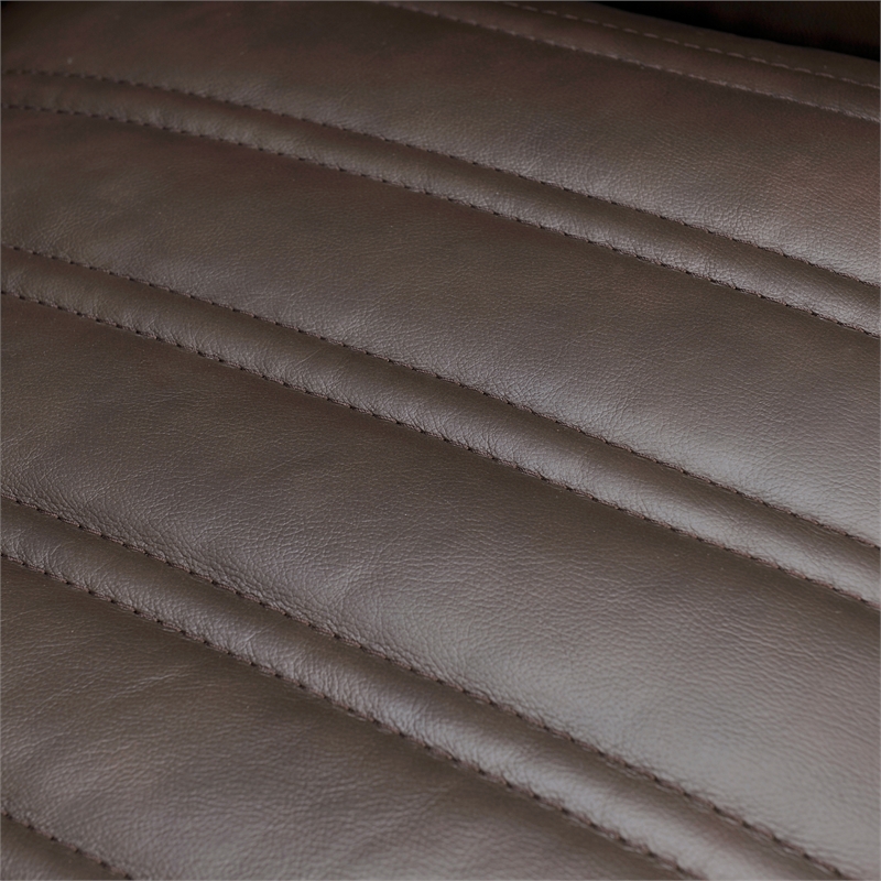 Maklaine Modern / Contemporary Leather Swivel Barrel Chair in Espresso