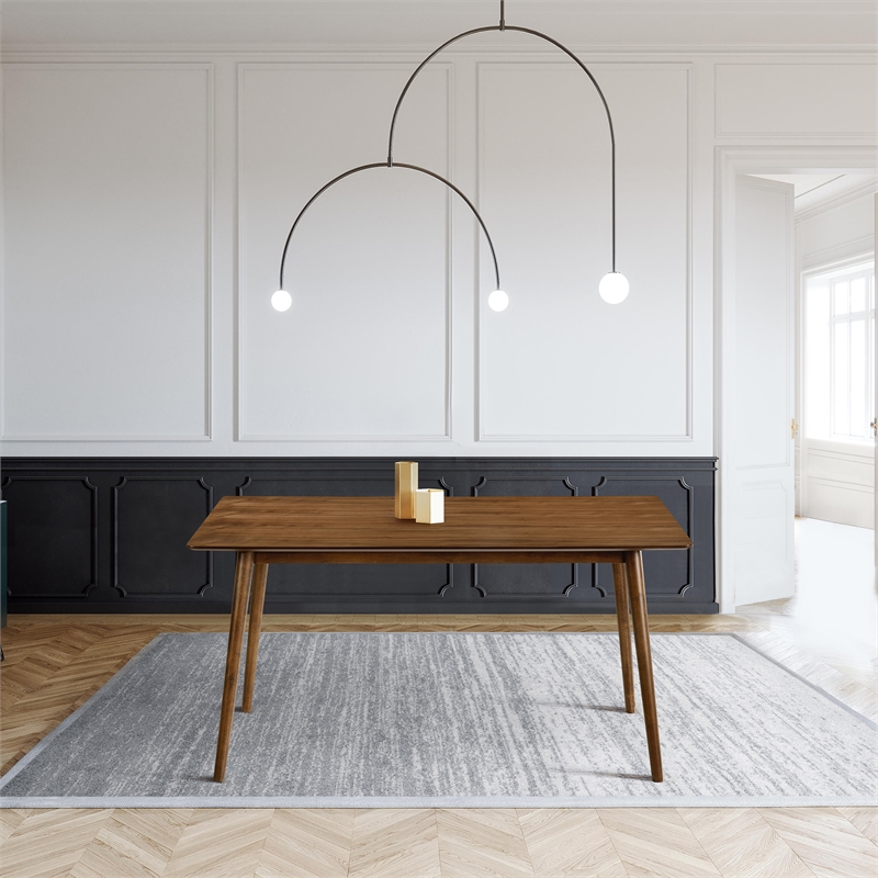 Maklaine Rectangular Contemporary Wood Dining Table in Walnut