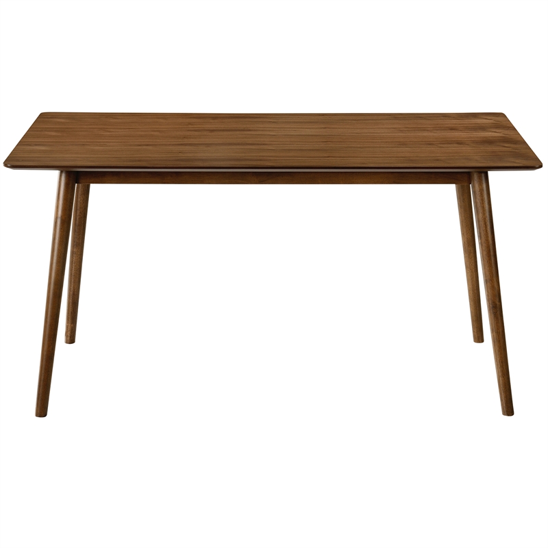 Maklaine Rectangular Contemporary Wood Dining Table in Walnut