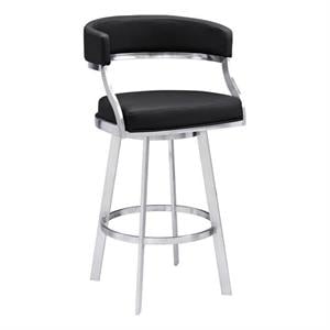 Maklaine Modern / Contemporary 26&quot Faux Leather Bar Stool in Black