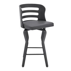 Maklaine 26&quot Contemporary Wood Swivel Counter Stool in Black