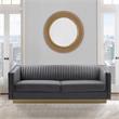 Maklaine Modern Velvet/Metal/Wood Tufted Sofa in Dark Gray/Gold
