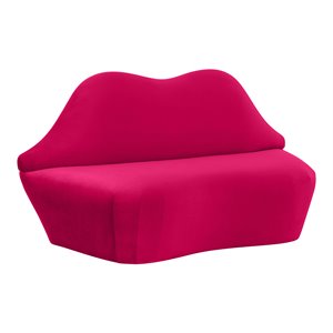Maklaine 36&quotH Transitional Velvet Upholstered/Wood Settee Sofa in Pink