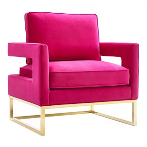 Maklaine 21&quot Modern Velvet and Stainless Steel Chair in Pink/Gold