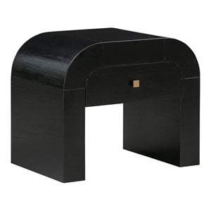 Maklaine Single Drawer Modern Acacia Wood Nightstand in Black