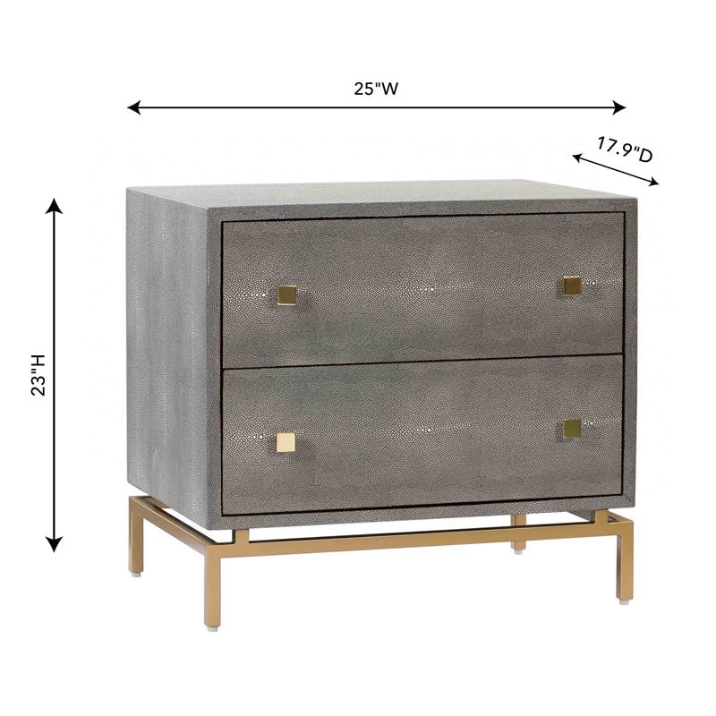 Maklaine MDF Wood Gray Nightstand Rectangular Textured 23