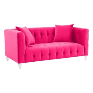 Maklaine Modern Bea Hot Pink Finish Velvet Upholstered Loveseat