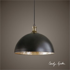 Maklaine Industrial Metal Dome Pendant in Antique Bronze Finish