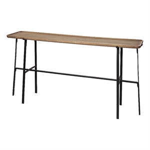 Maklaine Rectangular Raised Edge Solid Wood Console Table Brown