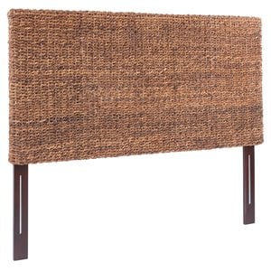 Maklaine 62.5&quot Banana Leaf Panel Headboard in Honey/Dark Brown