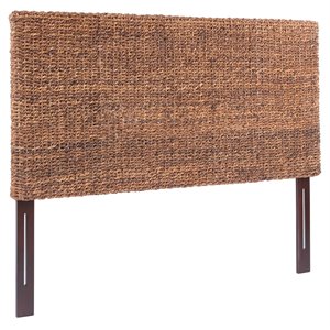 Maklaine 78.5&quot Banana Leaf Panel Headboard in Honey/Dark Brown
