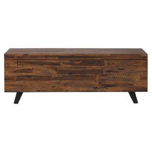 Maklaine Broadmore Modern 46&quot Acacia Wood Top Storage Trunk in Brown