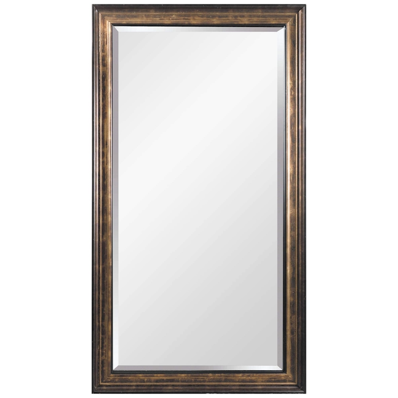 Maklaine Modern / Contemporary Mirror in Antique Bronze Wood Frame