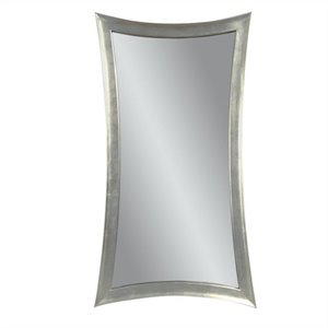Maklaine Modern / Contemporary Hour-Glass Wall Mirror in Silver Leaf Resin Frame