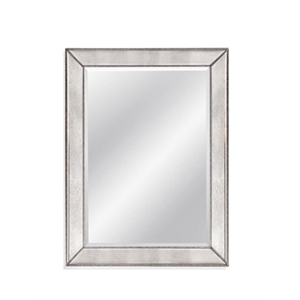 Maklaine Modern / Contemporary Beaded Wall Mirror in Silver Leaf Wood Frame