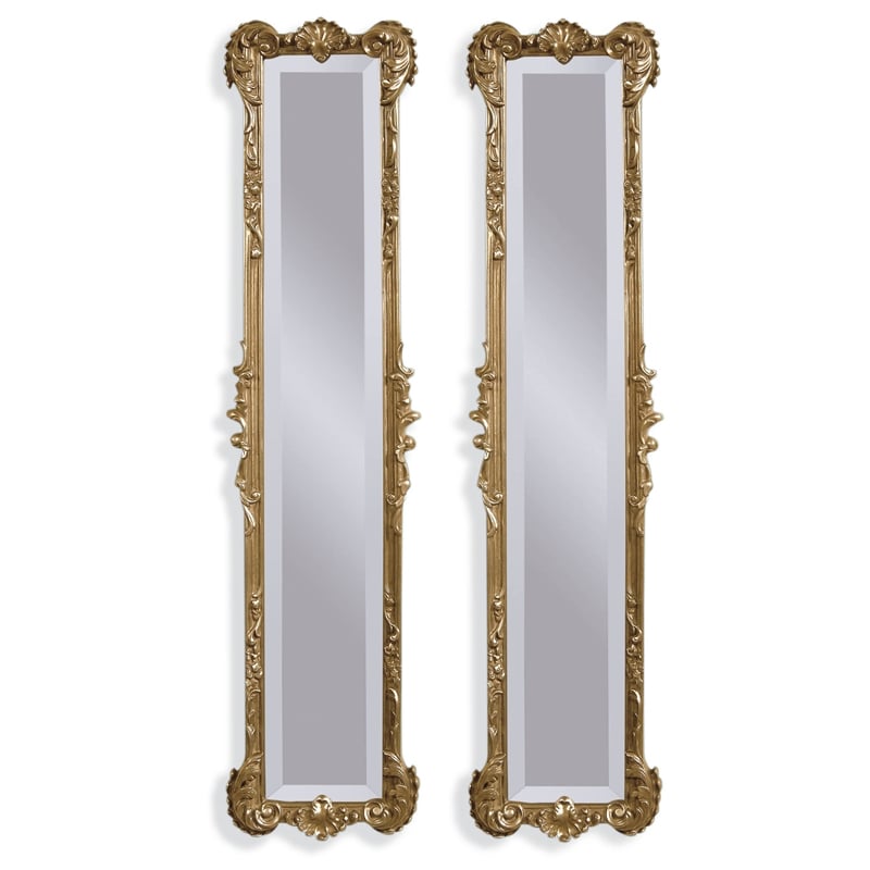 Maklaine Modern / Contemporary 2 Panel Mirrors in Gold Leaf Resin Frame