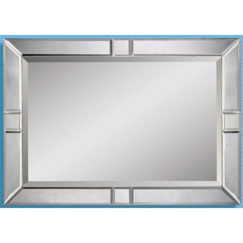 Maklaine Modern / Contemporary Wall Mirror in Silver Wood Frame