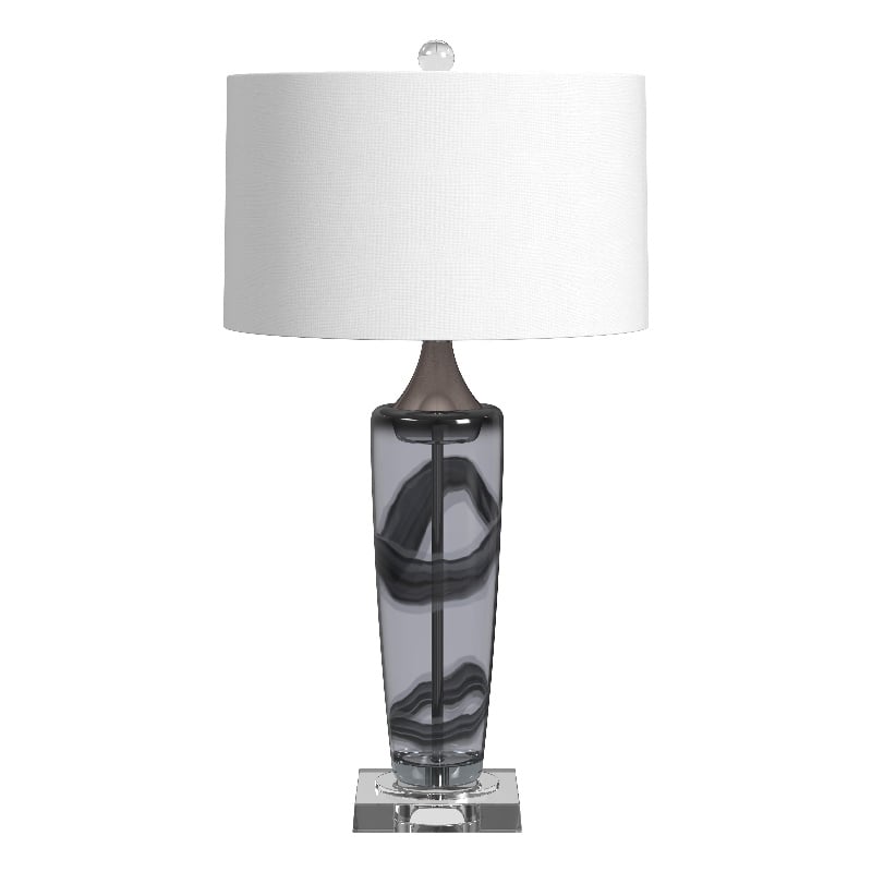 Maklaine Modern / Contemporary Glass Table Lamp in Gray and Clear