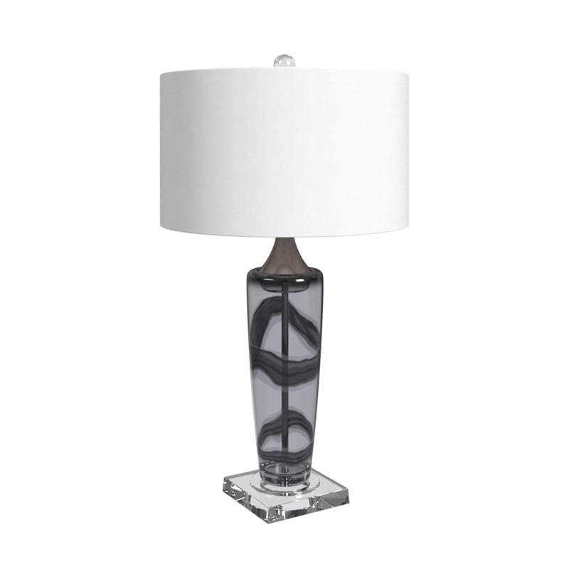 Maklaine Modern / Contemporary Glass Table Lamp in Gray and Clear