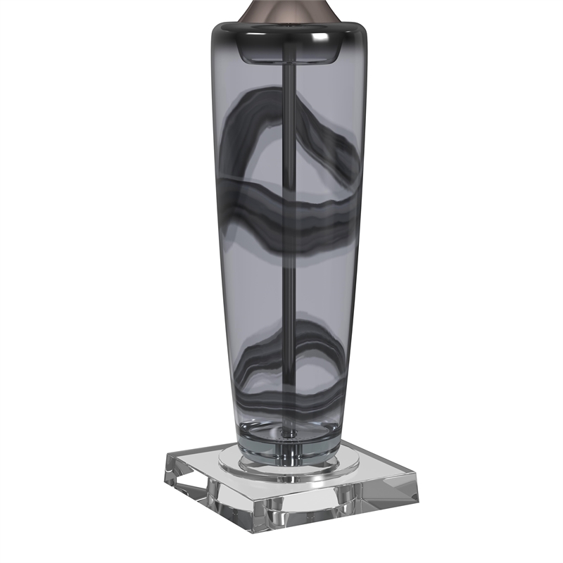 Maklaine Modern / Contemporary Glass Table Lamp in Gray and Clear