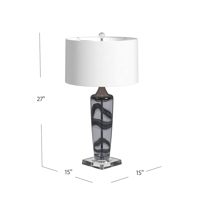 Maklaine Modern / Contemporary Glass Table Lamp in Gray and Clear