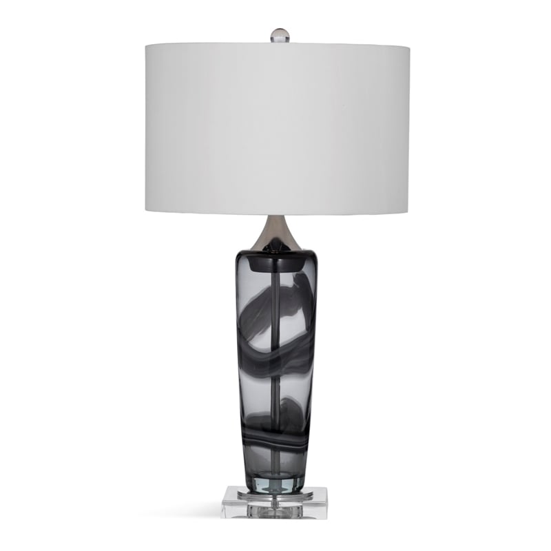 Maklaine Modern / Contemporary Glass Table Lamp in Gray and Clear