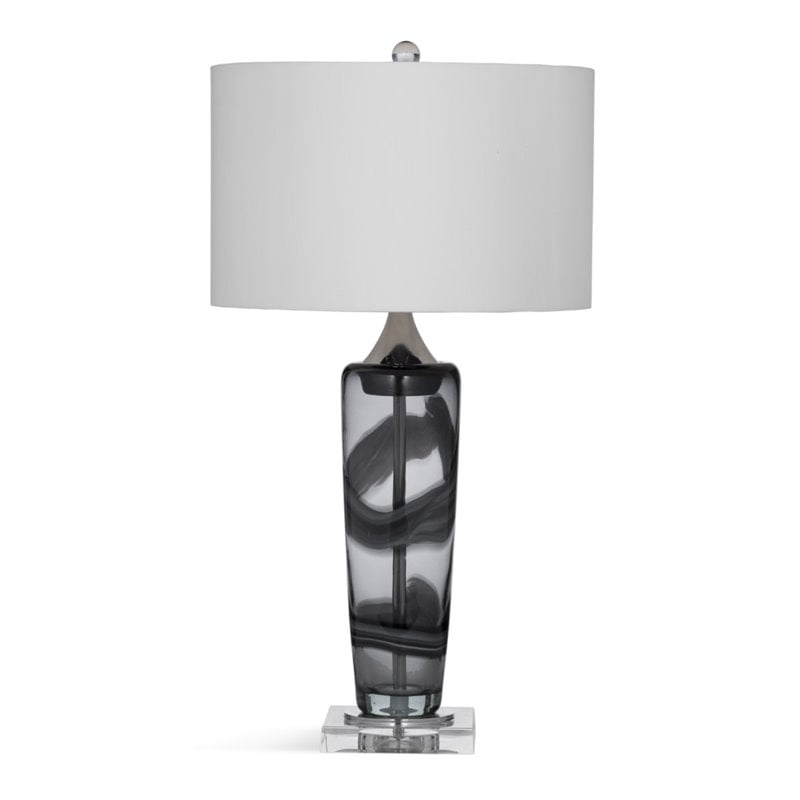 Maklaine Modern / Contemporary Glass Table Lamp in Gray and Clear
