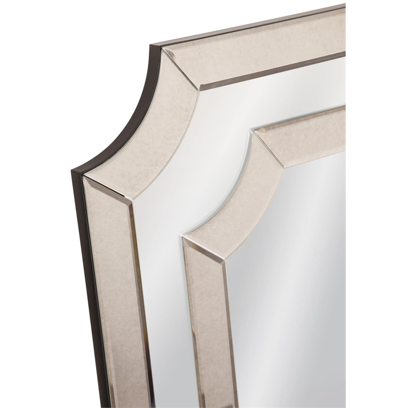 Maklaine Modern / Contemporary Wall Mirror in Clear Mirror Glass Engineered Wood