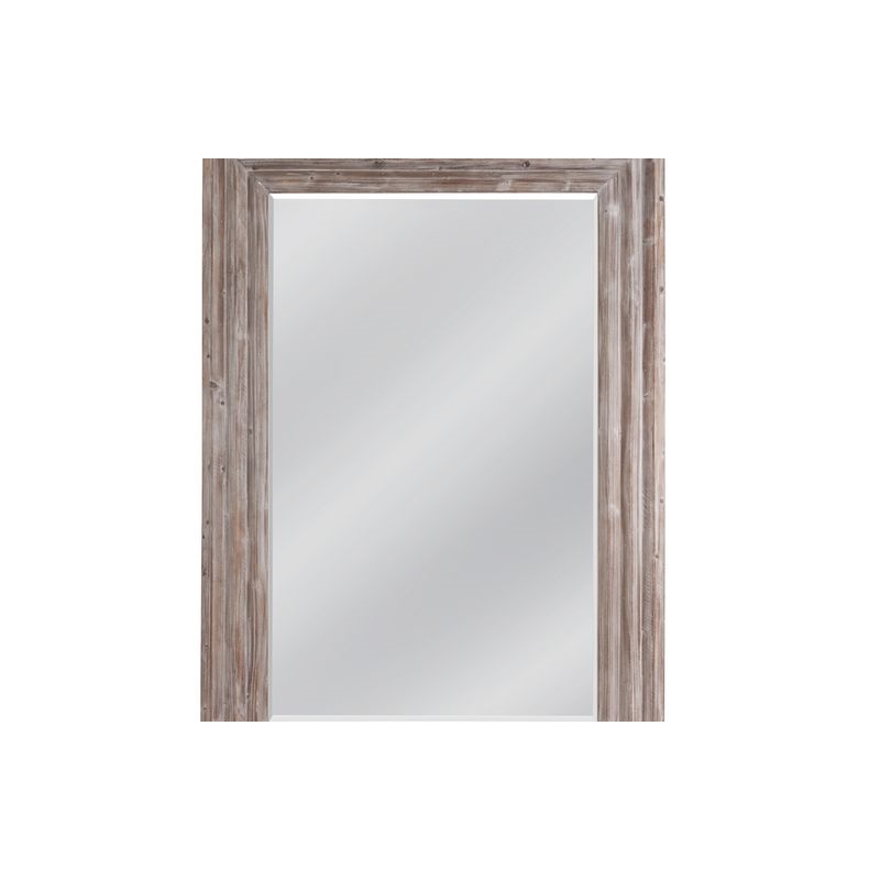 Maklaine Traditional Farmhouse styled Wood Mirror in Silver Finish
