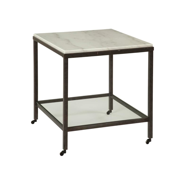 Maklaine Modern / Contemporary Marble Rectangular End Table in Bronze