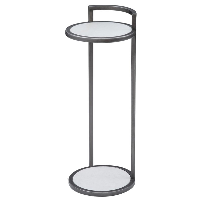 Maklaine Modern / Contemporary Marble Scatter Table in Black and White