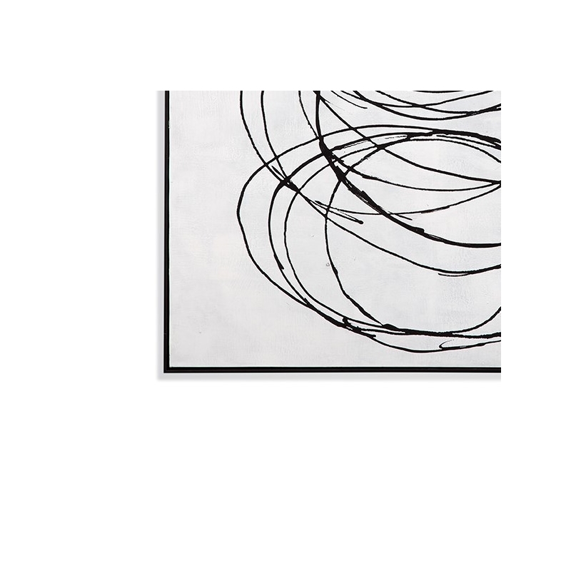 Maklaine Modern Fabric Radii on Canvas with Hanging Hardware in Black