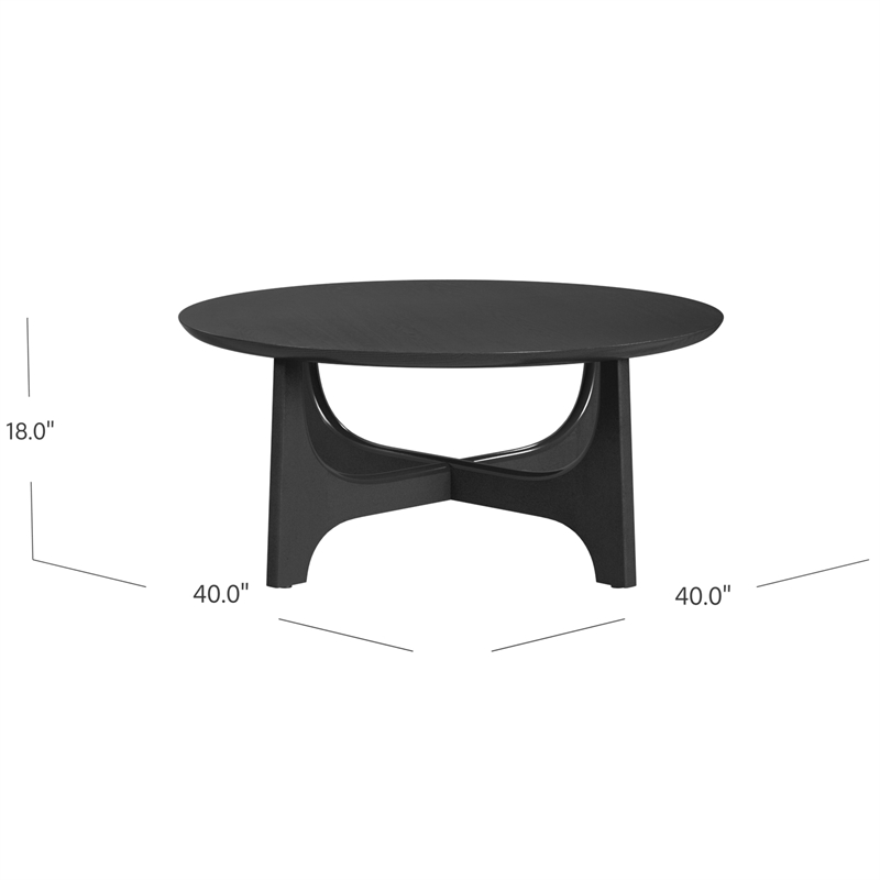 Maklaine Modern / Contemporary Round Cocktail Table in Black Wood